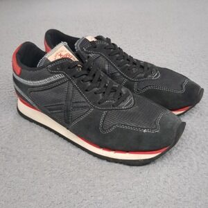 Munich Shoes Mens Size 8 Gray Red Mesh Suede Vibram Retro Running Sneakers